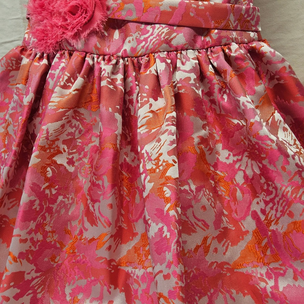 Zoe Ltd Dress Kids Size 12 Pink Abstract Floral Rosette Sleeveless Party Formal - Picture 4 of 9